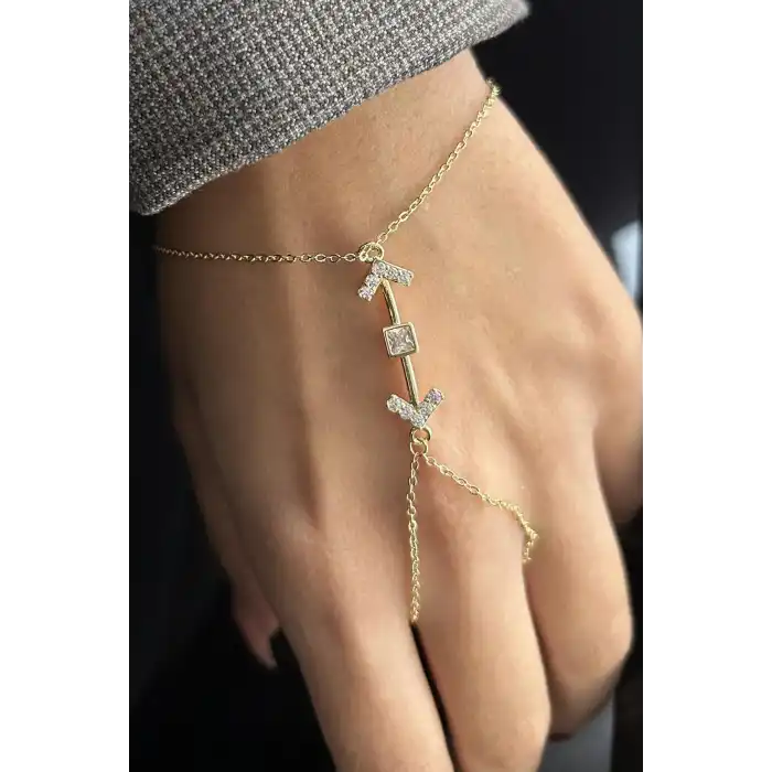 Altın Renk Ok Figürlü 14K Altın Kaplama TX Şahmeran