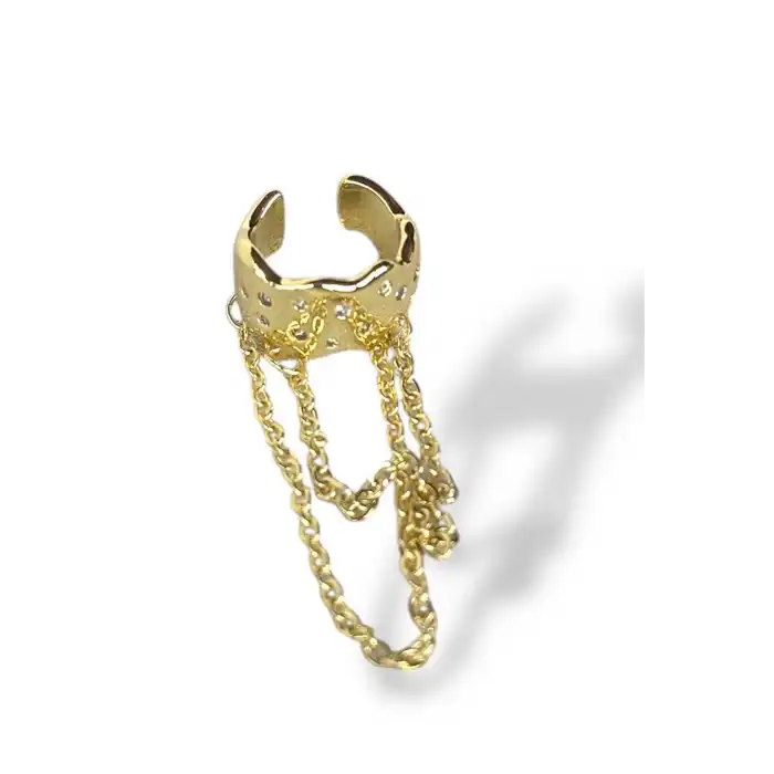 Altın Renk Sallantılı Ear Cuff (Tek)