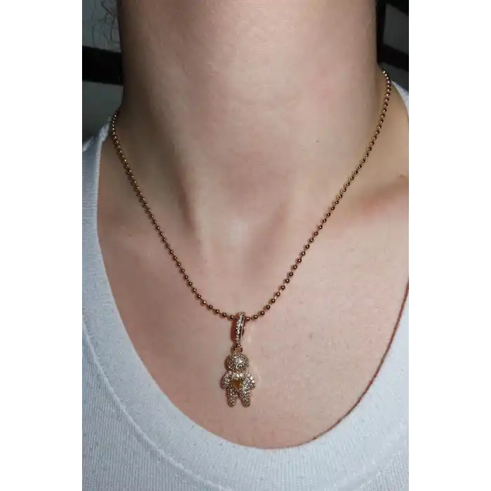 Altın Renk Sarı Taş Detaylı YSX Kolye