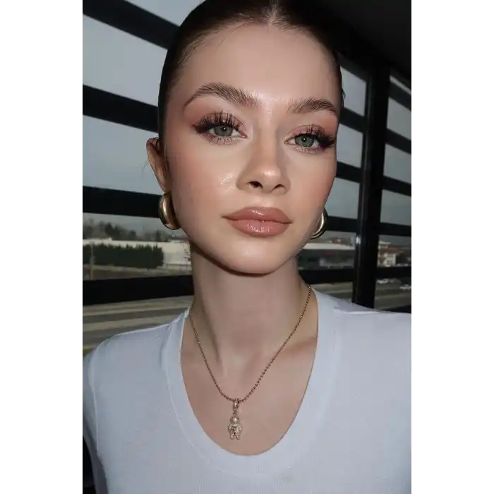 Altın Renk Sarı Taş Detaylı YSX Kolye