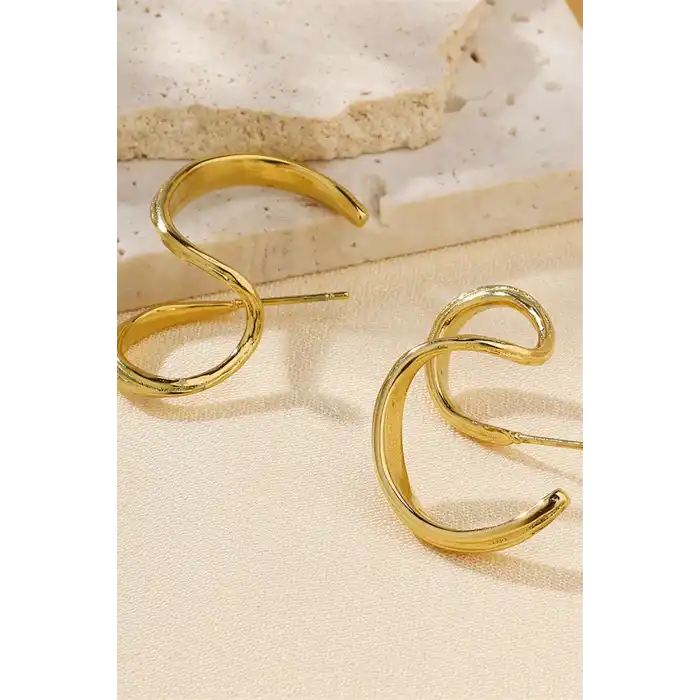 Altın Renk Sarmal Çelik Küpe (Çift)