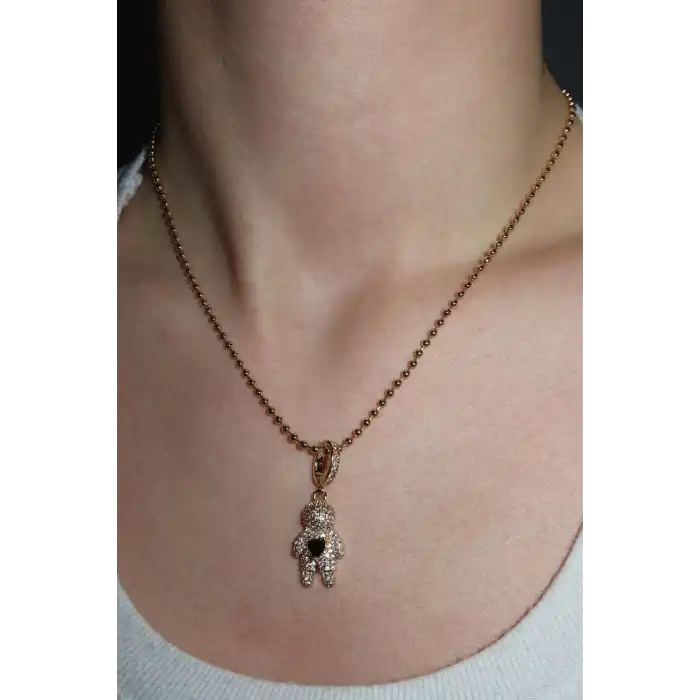 Altın Renk Siyah Taş Detaylı YSX Kolye