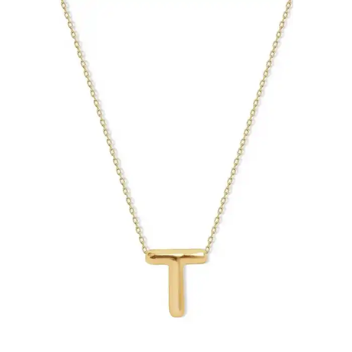 Altın Renk T Harf Çelik Kolye