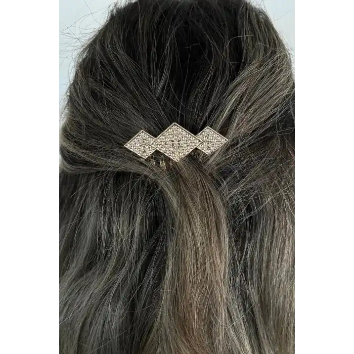 Altın Renk Taraklı Taş Detaylı Topuz Tokası