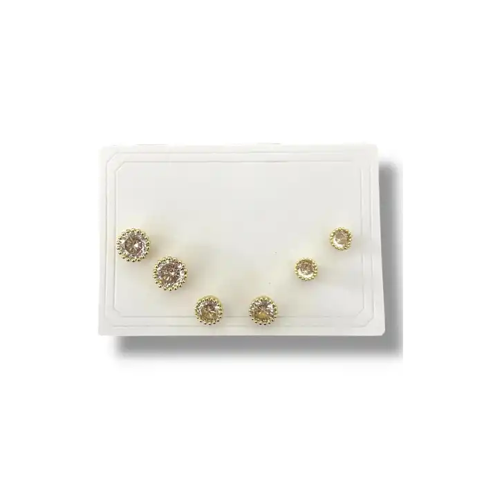 Altın Renk Taş Detaylı 6lı Küpe Set