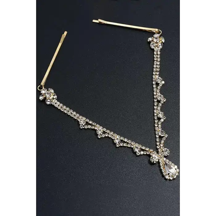 Altın Renk Taş Detaylı Alınlık/Kına Aksesuarı