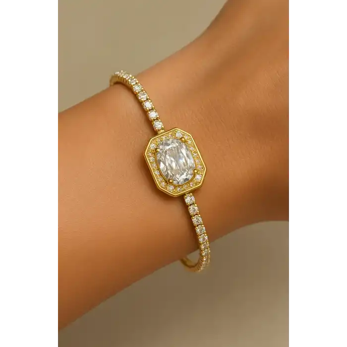 Altın Renk Taş Detaylı Bileklik