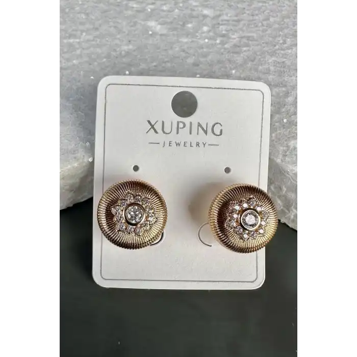 Altın Renk Taş Detaylı Çelik Xuping Küpe (Çift)