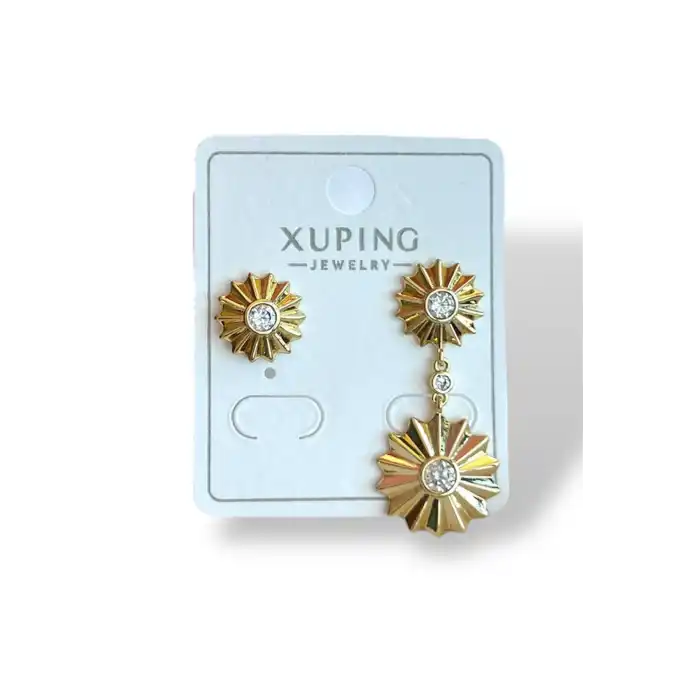 Altın Renk Taş Detaylı Çelik Xuping Küpe (Çift)