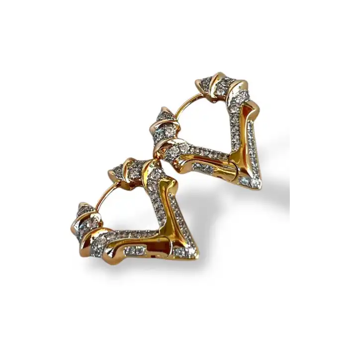 Altın Renk Taş Detaylı Çelik Xuping Küpe (Çift)