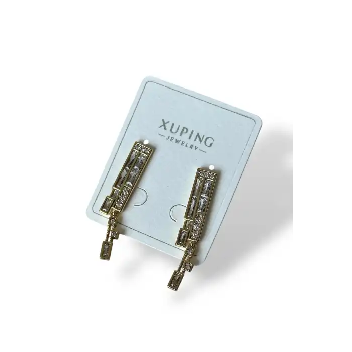 Altın Renk Taş Detaylı Çelik Xuping Küpe (Çift)