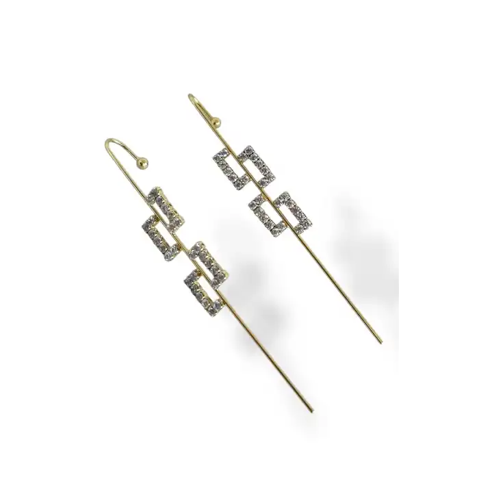 Altın Renk Taş Detaylı Çelik Xuping Küpe (Çift)