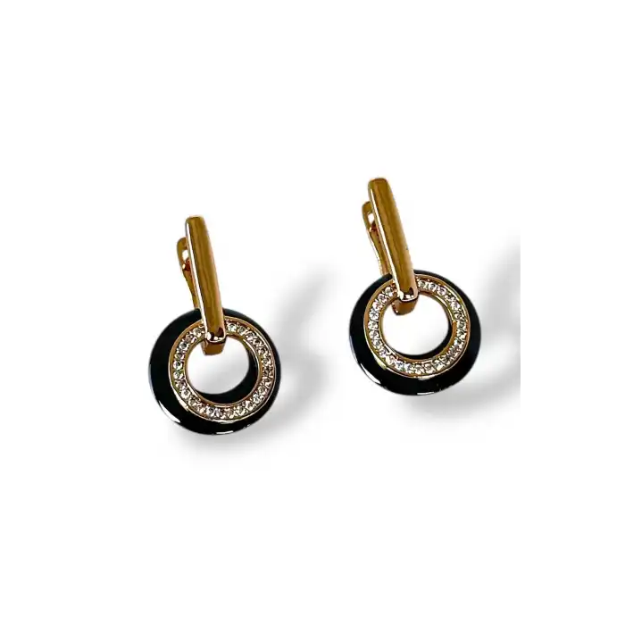 Altın Renk Taş Detaylı Çelik Xupıng Küpe (Çift)