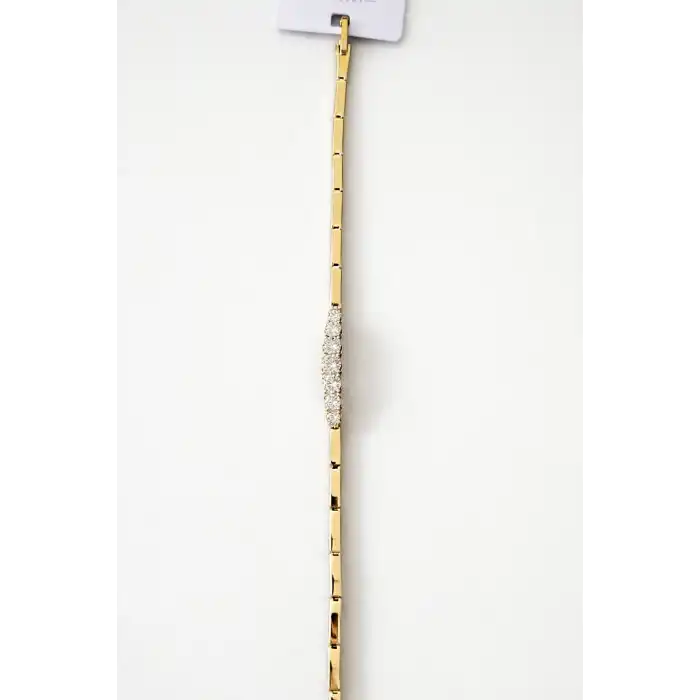 Altın Renk Taş Detaylı Çelik Xupıng VİP Bileklik