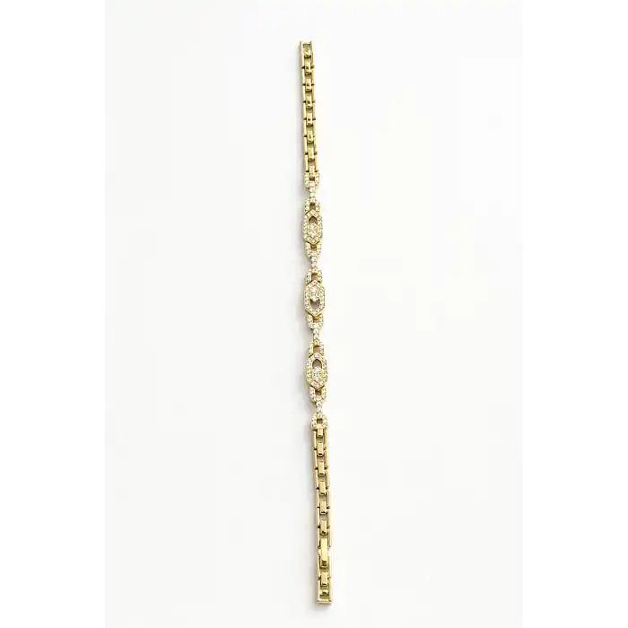 Altın Renk Taş Detaylı Çelik Xupıng VİP Bileklik