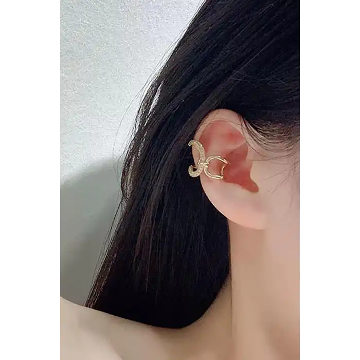 Altın Renk Taş Detaylı Ear Cuff (Tek)