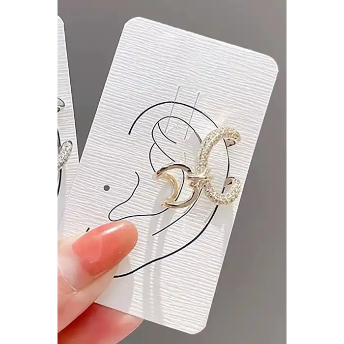 Altın Renk Taş Detaylı Ear Cuff (Tek)