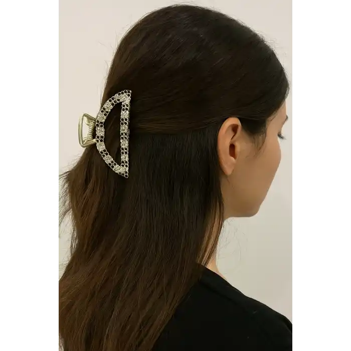 Altın Renk Taş Detaylı Metal Mandal Toka