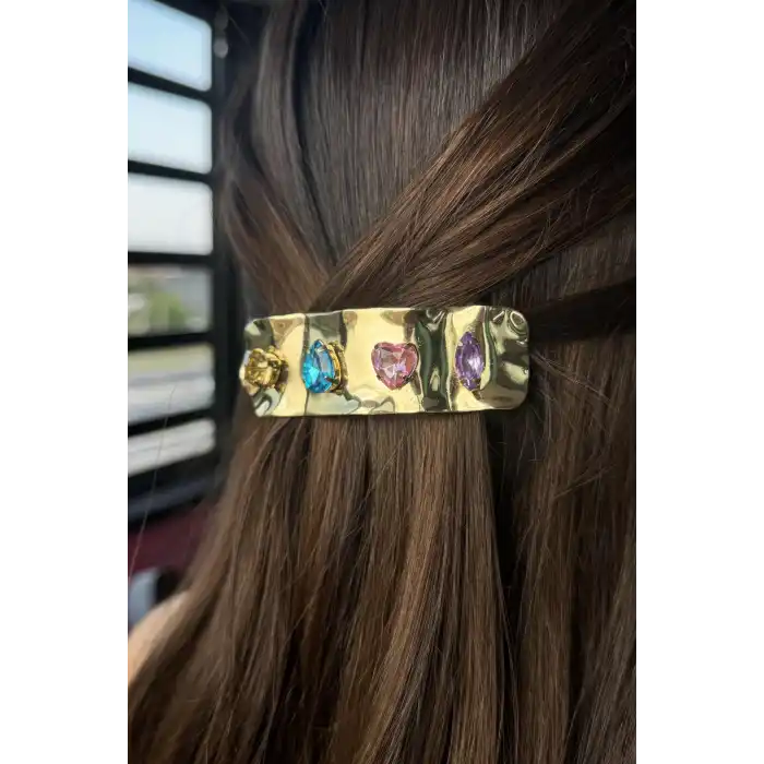 Altın Renk Taş Detaylı Otomat Toka