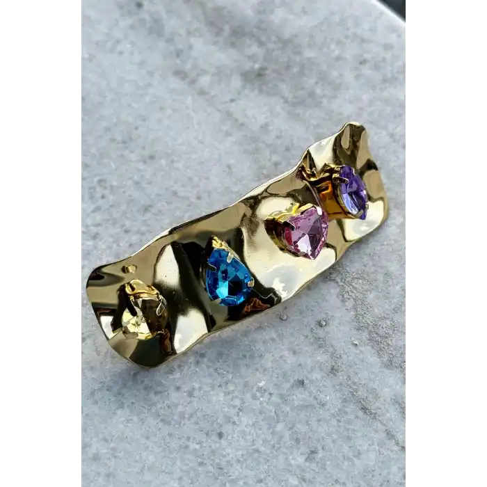 Altın Renk Taş Detaylı Otomat Toka