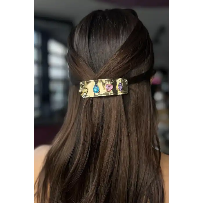 Altın Renk Taş Detaylı Otomat Toka