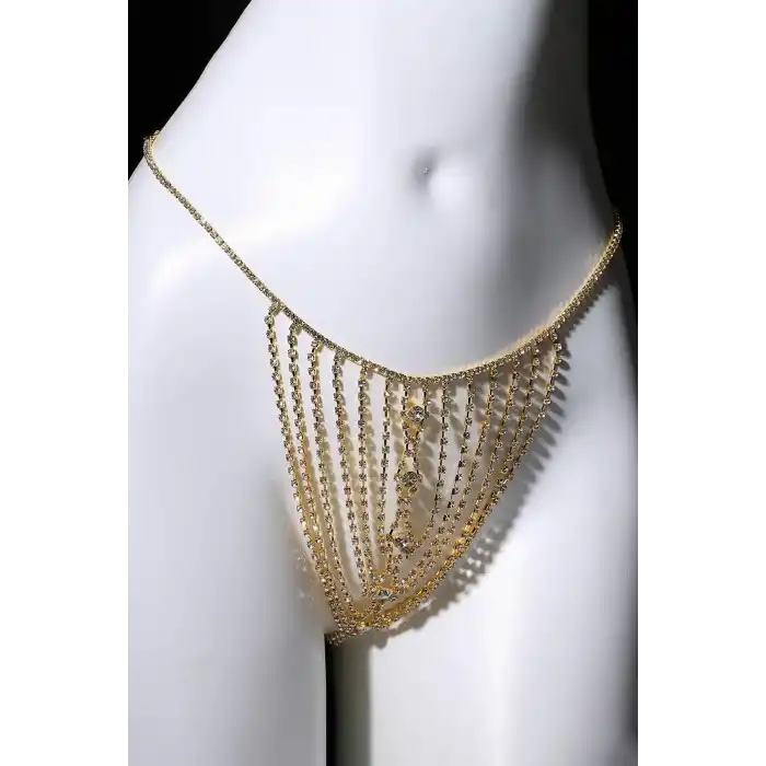 Altın Renk Taş Detaylı Tanga