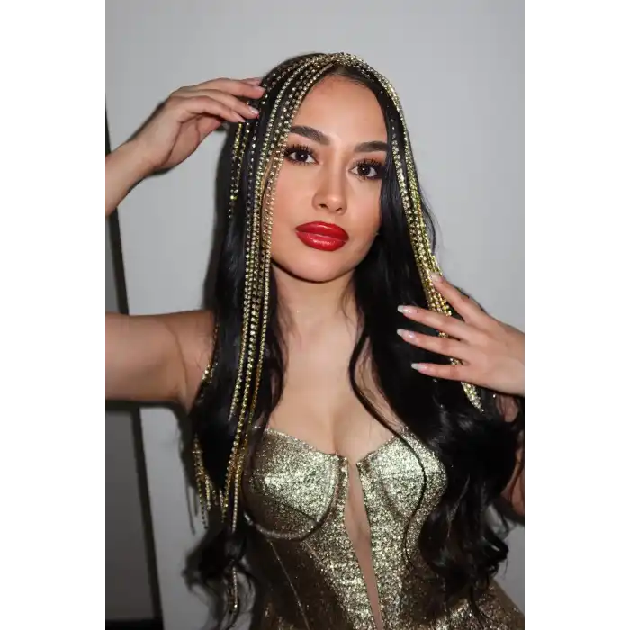 Altın Renk Taş Detaylı Tasarım Taç