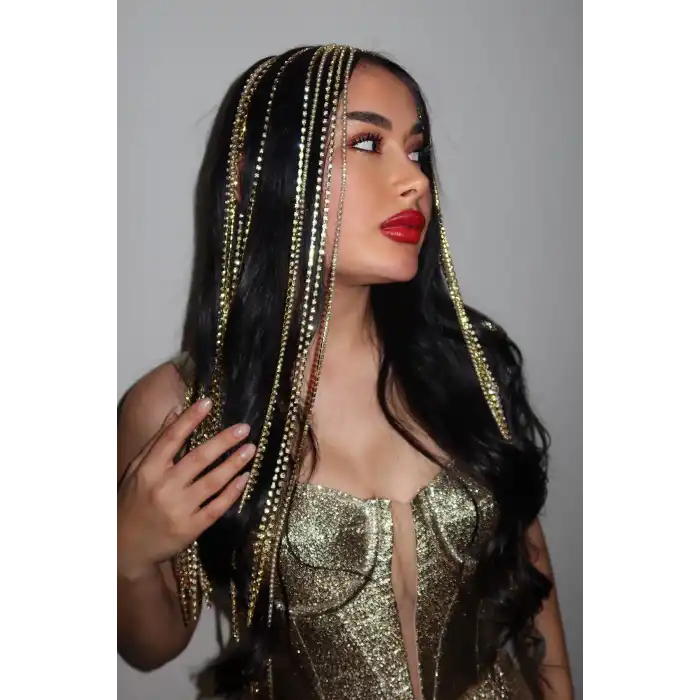 Altın Renk Taş Detaylı Tasarım Taç