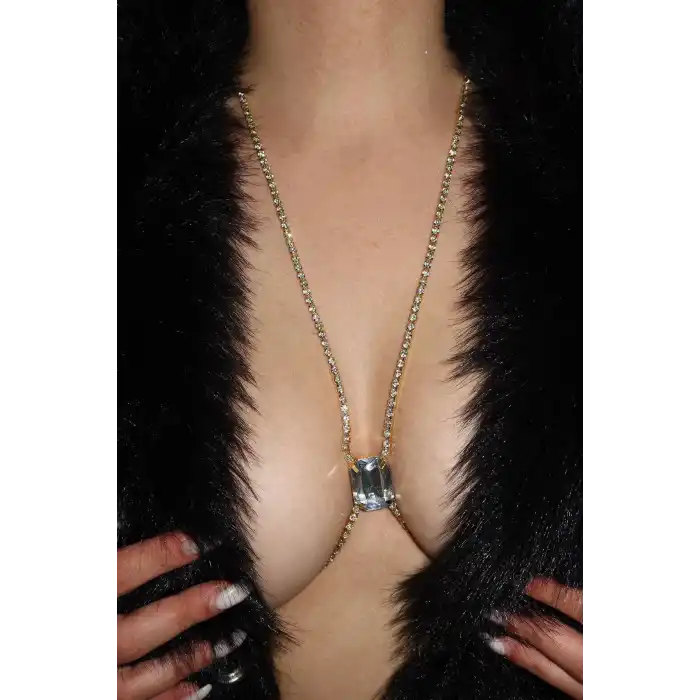 Altın Renk Taş Detaylı Tasarım Vücut Aksesuar