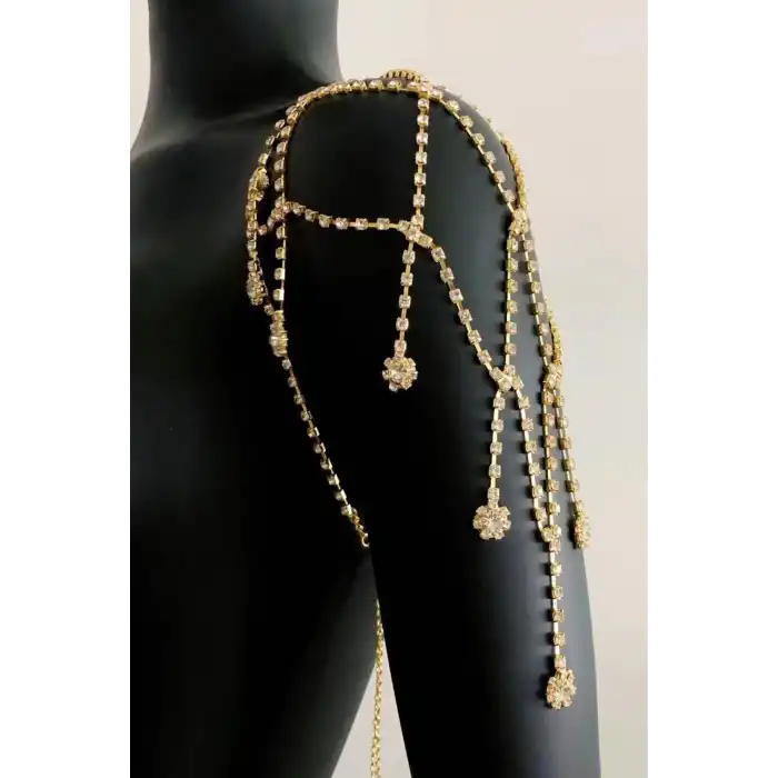 Altın Renk Taş Detaylı Tasarım Vücut Aksesuar