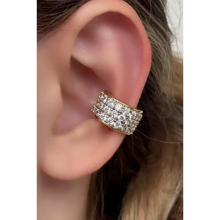 Altın Renk Taş Detaylı YSX Ear Cuff (Tek)