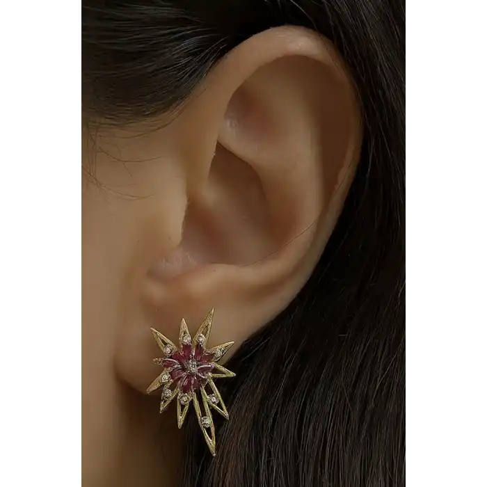 Altın Renk Taş Detaylı YSX Küpe