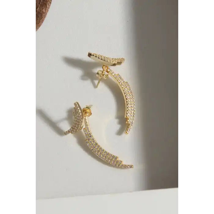 Altın Renk Taş Detaylı YSX Küpe