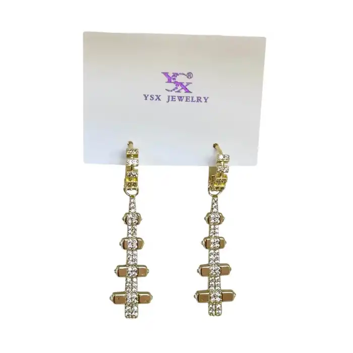 Altın Renk Taş Detaylı YSX Küpe (Çift)