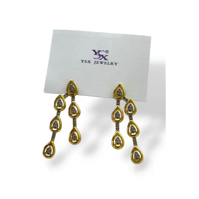 Altın Renk Taş Detaylı YSX Küpe (Çift)