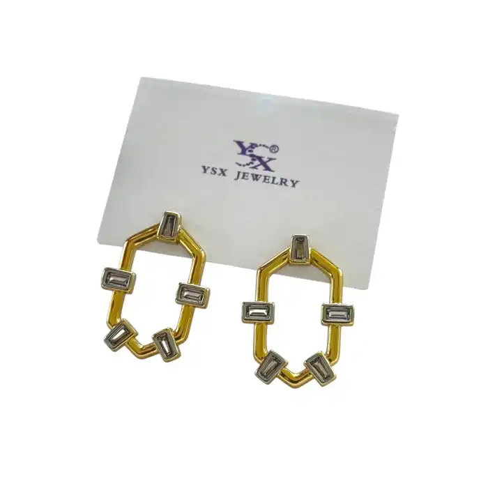 Altın Renk Taş Detaylı YSX Küpe (Çift)