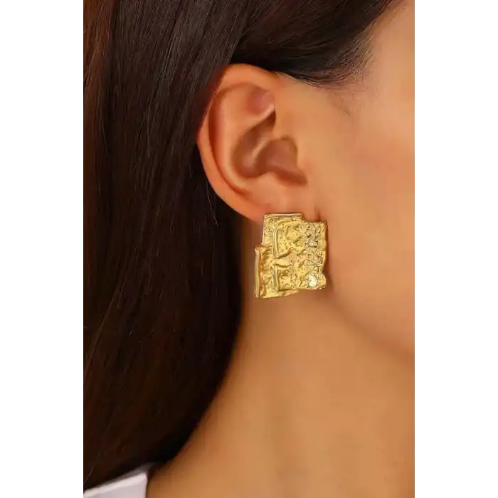 Altın Renk Çelik Küpe (Çift)