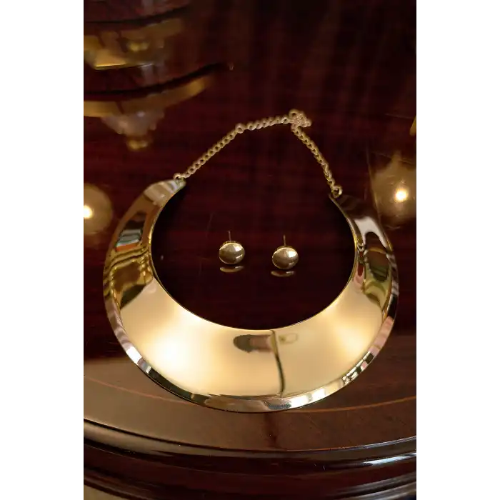 Altın Renk Tasarım Kolye/Küpe Set