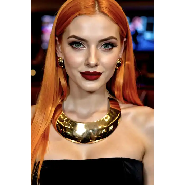 Altın Renk Tasarım Kolye/Küpe Set