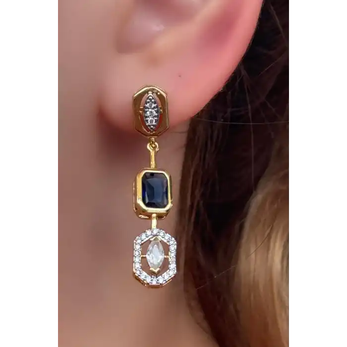 Altın Renk Vip Taş Detaylı YSX Küpe (Çift)