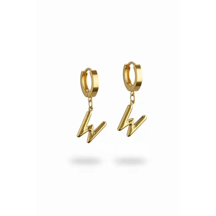 Altın Renk W Harf Çelik Küpe (Çift)