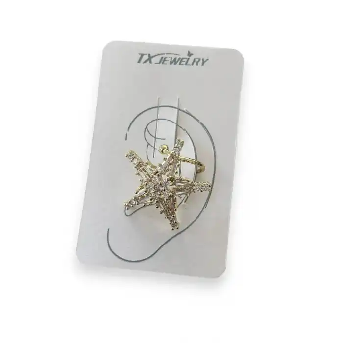 Altın Renk Yıldız Figürlü 14K Altın Kaplama TX Ear Cuff (Tek)