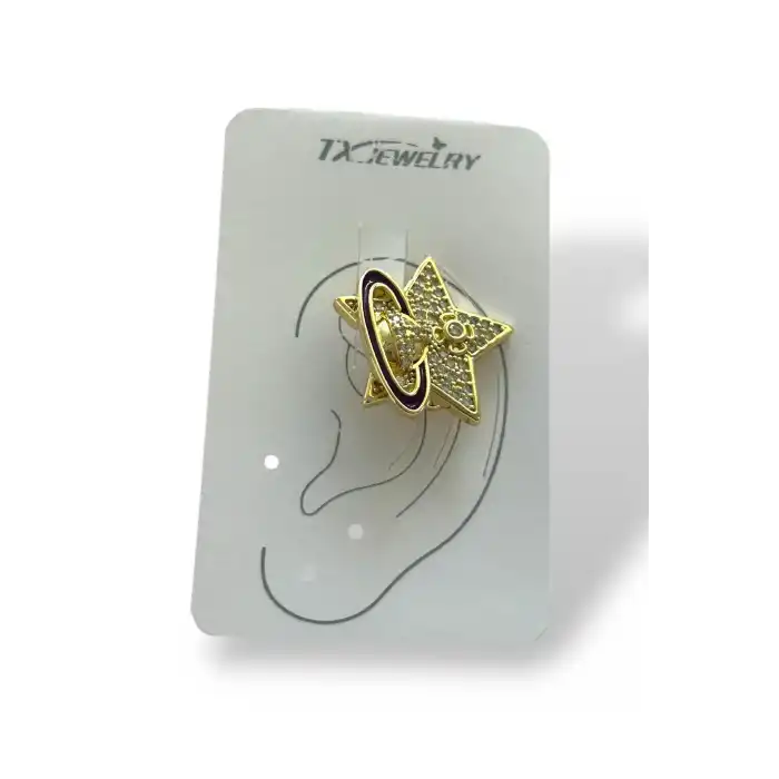 Altın Renk Yıldız Figürlü 14K Altın Kaplama TX Ear Cuff (Tek)