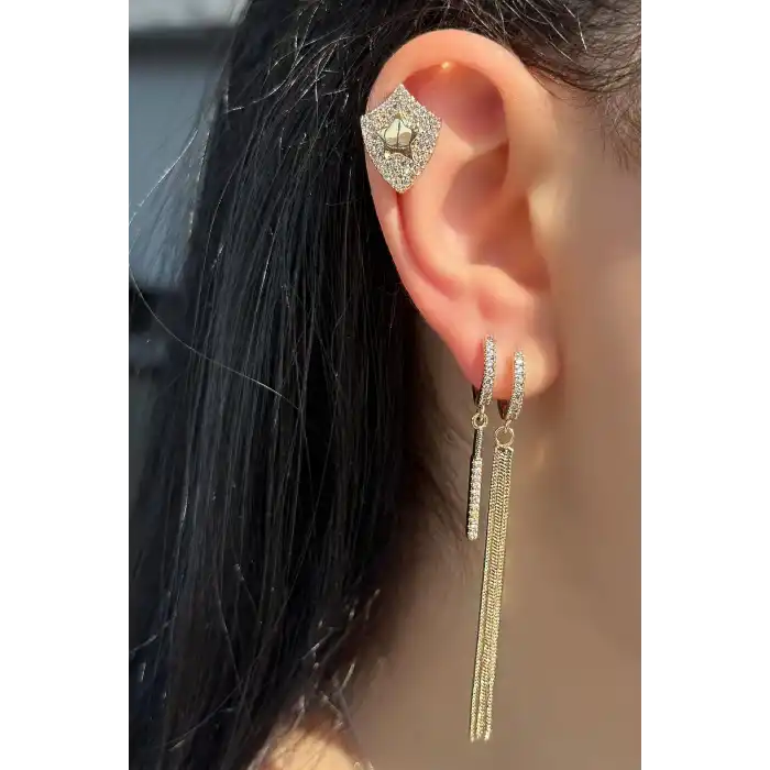Altın Renk Yıldız Figürlü 3lü YSX Küpe Set