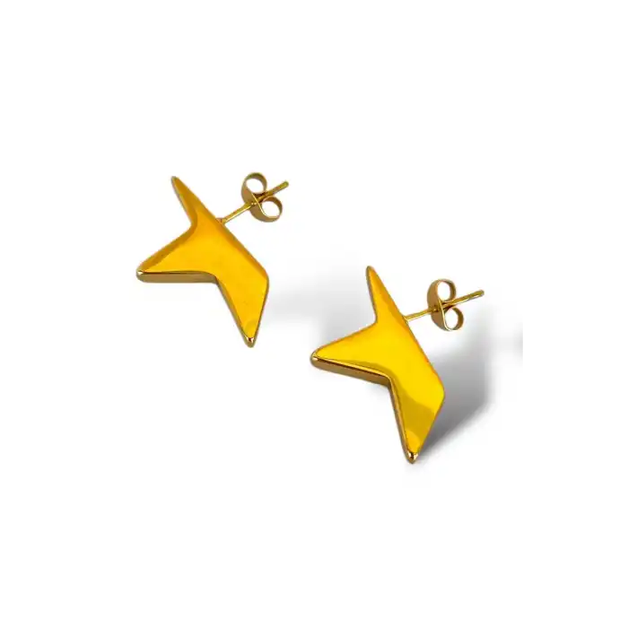 Altın Renk Yıldız Figürlü Çelik Küpe (Çift)