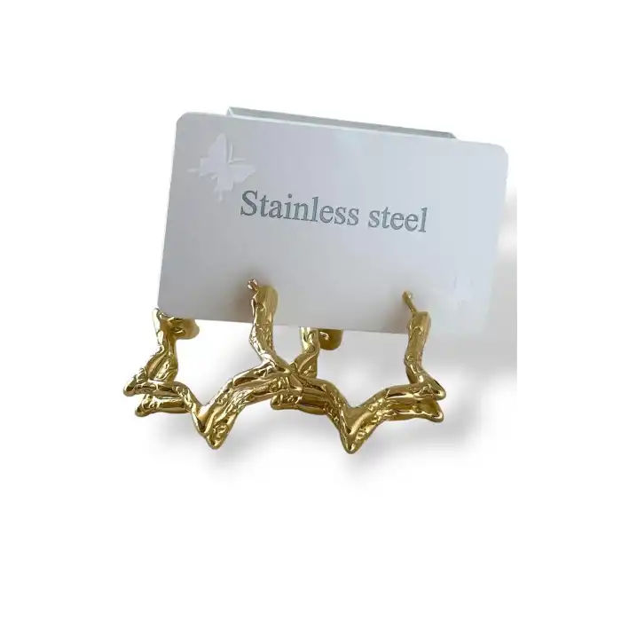 Altın Renk Yıldız Figürlü Çelik Küpe (Çift)