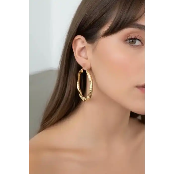 Altın Renk YSX Halka Küpe (Çift)