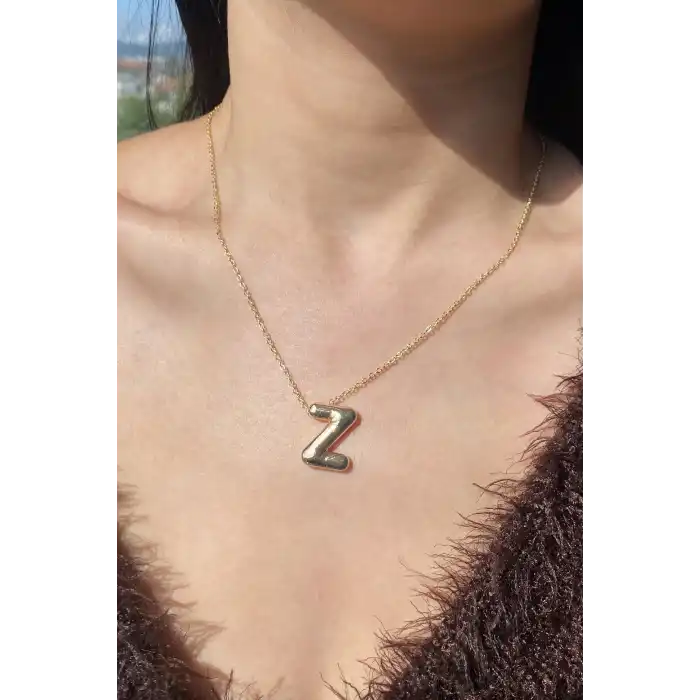 Altın Renk Z Harf Balon Kolye