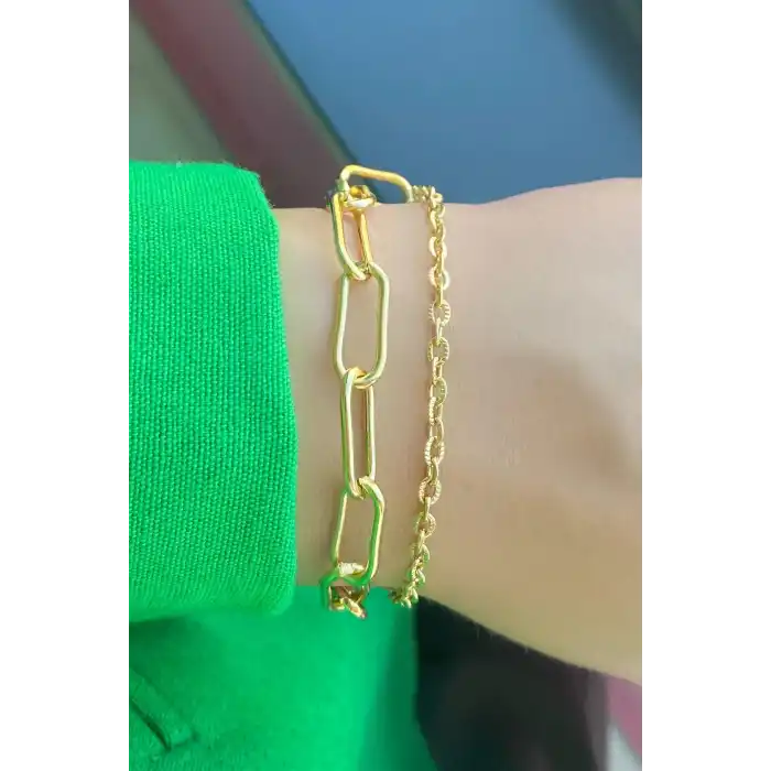 Altın Renk Zincir Çelik bileklik
