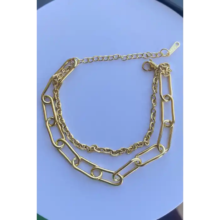 Altın Renk Zincir Çelik bileklik
